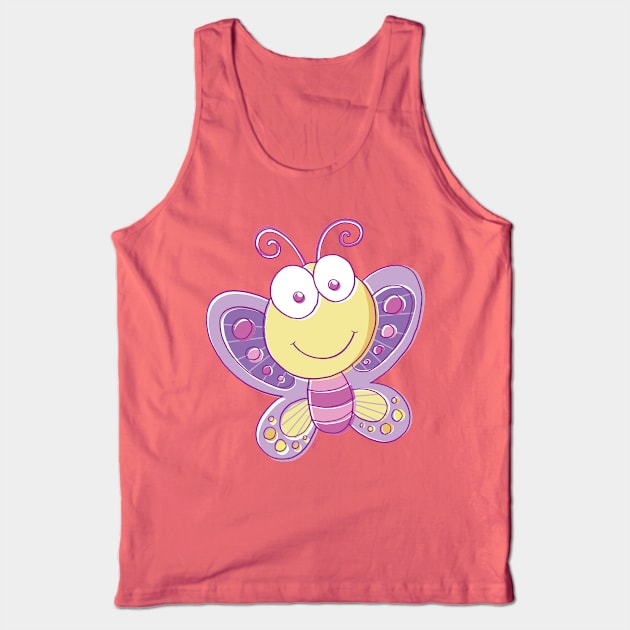 Cute Cartoon Butterfly Tank Top by vaughanduck